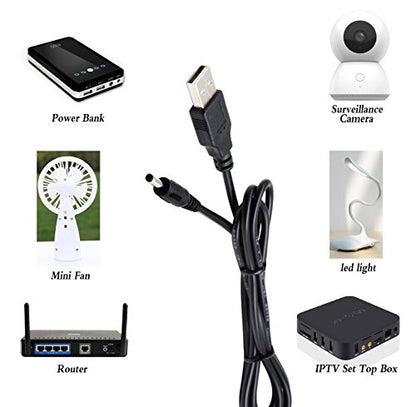 USB 2.0 A Male to DC 3.5x1.35mm Male Adapter Cable 5 Volt DC Barrel Power Jack Charging Cable for Tablet, Electronic Dog, Access Control Attendance (1M/3.3ft, DC 3.5x1.35mm)(2packs) - color: 1M DC 3.5x1.35mm