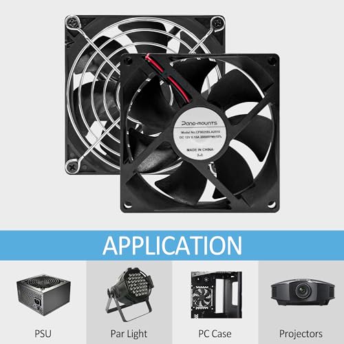 90mm 92mm Small 12V DC Computer PC 2Wire 3pin Cooling Fan 2000RPM 2-Pack | 2Wire 3Pin Long Service Life for GPU Hard Drive Coolers Stereo Receivers Caravan Refrigerator Cooling - size: 90x25mm