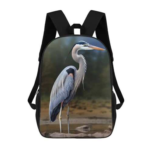 17 Inch Heron Laptop Backpack for Men Women Waterproof Lightweight Travel Backpack Commuter Bag Large Capacity Casual Daypack for Business Trip & Outdoor