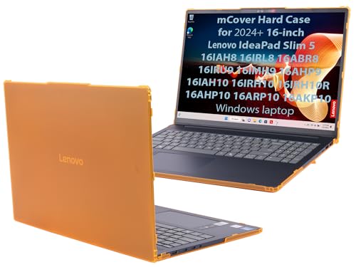 mCover Case ONLY Compatible for 2024-2026 16" Lenovo IdeaPad Slim 5 16AHP10 16ARP10 16AKP10 16IRH10 16IAH10 16IRU9 16ABR8 Series Windows Computers(NOT for Other Lenovo Models)- Orange - color: Orange