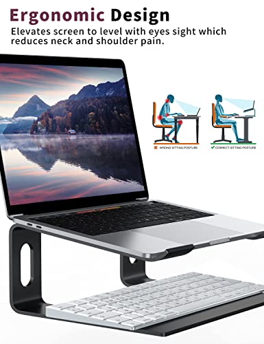 ALASHI Laptop Stand for Desk, Aluminum Computer Riser, Ergonomic Notebook Holder, Detachable Metal Laptops Elevator, PC Cooling Mount Support 10 to 15.6 Inches Notebook, Black - color: A-Black