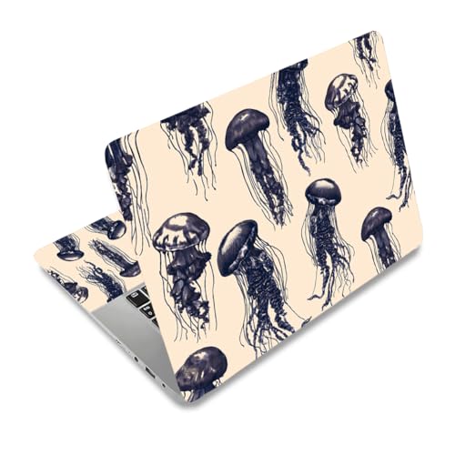 3Pcs Laptop Skin Sticker Decal Jellyfish PVC Laptop Sticker Fits for 12-16 Inch Notebook Waterproof Ocean Abstract line Drawing Universal Notebook PC Personalized Protector Gift - style: jellyfish