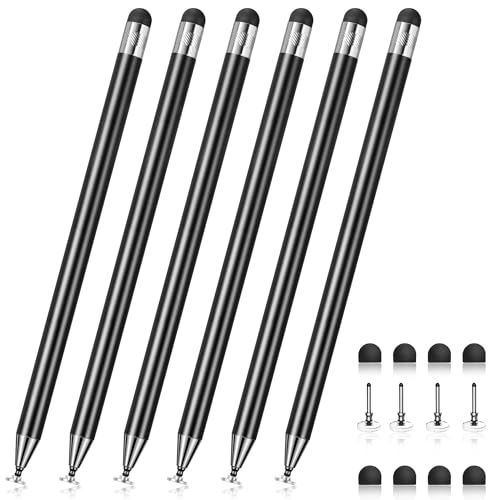 2-in-1 Stylus Pen for Touch Screen, Stylists pens for Touch Screens Compatible Phone/pad/and Tablets All Touch Screens (6X Black) - color: Black