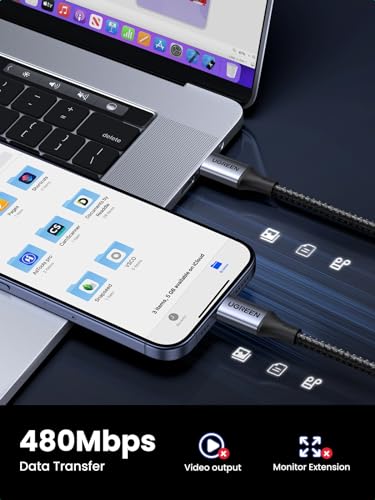 UGREEN 240W USB C to USB C Cable, Fast Charging USB C Cable for iPhone 17 Pro Max/16, Samsung Galaxy S25/S24, MacBook Pro/Air, iPad Pro/Air/Mini, Dell XPS, 6.6FT - size: 6.6FT