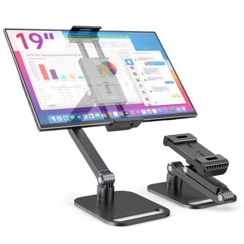 UPERFECT Portable Monitor & Tablet Stand, Heavy-Duty Carbon Steel Mount | Adjustable Clamp, Fits 4.7–19" Devices, 360° Rotation, Foldable Desk Mount for iPad, Phone, Tablet & Travel Use - size: 19 inch