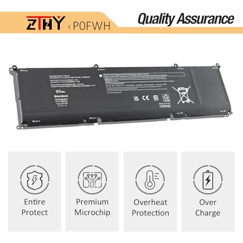 ZTHY 90Wh P0FWH Laptop Battery Replacement for Dell Alienware M16 R2 | Inspiron 16 Plus 7640, Inspiron 16 7640 2-in-1 P132F P133F P132F001 P132F003 P133F001 POFWH M9DG0 1969N HGJCY 11.7V 6-Cell - size: 11.89*3.35*0.31 inch P0FWH