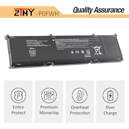 ZTHY 90Wh P0FWH Laptop Battery Replacement for Dell Alienware M16 R2 | Inspiron 16 Plus 7640, Inspiron 16 7640 2-in-1 P132F P133F P132F001 P132F003 P133F001 POFWH M9DG0 1969N HGJCY 11.7V 6-Cell - size: 11.89*3.35*0.31 inch P0FWH