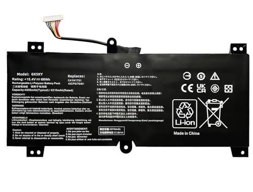 66Wh C41N1731 Laptop Battery for Asus ROG Strix G17 G712, G712LV, G712LW, G712LWS, G512LU, G512LV, G512LW, G512LWS, G531GU, G531GV, G531GW, G532LV, G532LW, G532LWS, G712LU,15.4V High Performance - style: C41N1731-St1