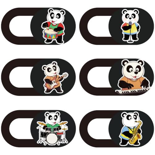 6Pcs 6 Styles Laptop Camera Cover Panda 0.04 Inch Ultra Thin Webcam Cover Slide Cute for Mini PC Phone Laptop Desktop Tablet Panda Plastic Durable Privacy Protector for Home Office Work Use - color: Panda-2