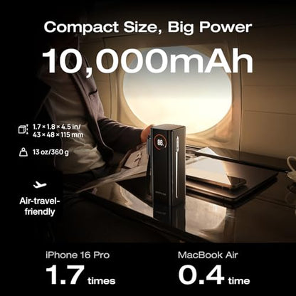EF ECOFLOW RAPID Pro Power Bank with 67W Wall Plug, 10,000mAh 3-in-1 Portable Charger with Built-in USB-C Cable, 45W Fast Recharging, Travel Essentials for iPhone 17/16 Series, Galaxy, Laptops, and More