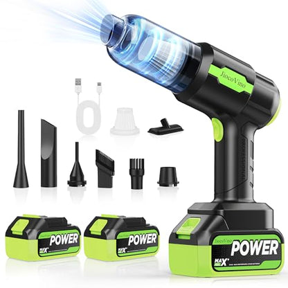 Cordless Car Vacuum Portable -Handheld Vacuum Cleaner 50000PA-High Power Suction & Blower for Car, Home, Office, Desktop, Keyboard,Pet Hair-2-in-1 Vacuum - with 2×4.0Ah Batteries