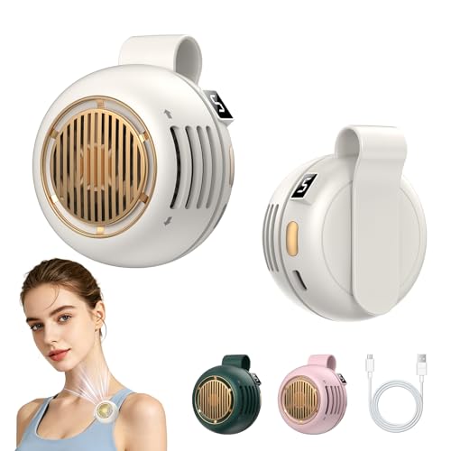 Mini Clip-On Personal Fan, 360° Rotation, LED Speed Display, Quiet Operation, 5 Adjustable Speeds from Gentle Breeze to Strong Airflow, Ultra Light Portable Fan for Stroller Travel Office Gift - color: white