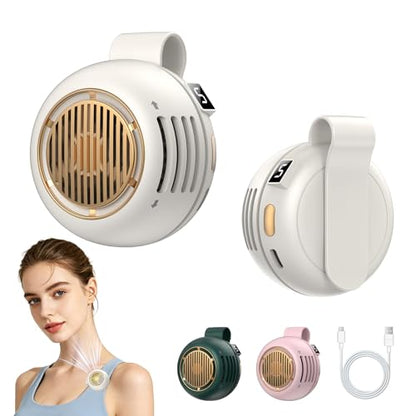 Mini Clip-On Personal Fan, 360° Rotation, LED Speed Display, Quiet Operation, 5 Adjustable Speeds from Gentle Breeze to Strong Airflow, Ultra Light Portable Fan for Stroller Travel Office Gift - color: white