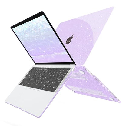 G JGOO for MacBook Air 13 inch Case 2021 2020-2018 M1 A2337 A2179 A1932 | Glitter Protective Plastic Hard Shell for MacBook Air 13.3 inch Case + Keyboard Cover + Screen Protector, Sparkly Purple - color: Purple