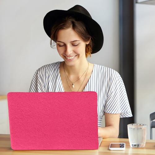 Logo Cutout for MacBook Pro 13 inch Case M2 2026-2016 A2338 M1 A2251 A2289 A2159 A1989 A1708 A1706 Touch Bar, Soft Fluffy Fuzzy Plush Faux Fur Hard Shell Case & Keyboard Cover, Hot Pink - color: Plush Hot Pink, size: 2016-2026 Macbook Pro 13 inch M1 M2
