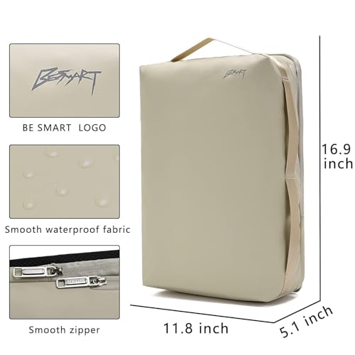 BESMART Waterproof Laptop Backpack 17.3 Inch Shockproof Computer Bag for Men & Women, Lightweight Casual Daypack (KHAKI) - color: Khaki