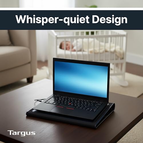 Targus Dual Cooling Fan Laptop Chill Mat, Best Notebook tray, adjustable Cooling Pad for 17-Inch Notebook, laptop stand for desk/bed/ lap with USB-A/ Mini USB cable to gadget, Black /Grey (AWE55GL) - style: Cooling Pad Black