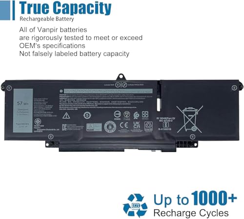 66DWX Laptop Battery Compatible with Dell Latitude 7340 7350 7440 7450 7640 7650 Series Notebook 086D0Y 86D0Y 00HYH8 0HYH8 11.4V 57Wh 4878mAh - size: 10.51*3.52*0.25 inch 66DWX