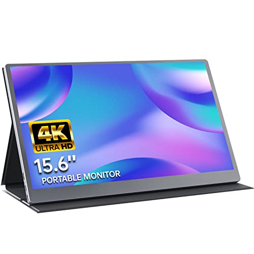 Upperizon Portable Monitor 15.6" 4K UHD 3840X2160 100% sRGB 60Hz IPS HDR HDMI USB-C Travel Monitor for Laptop MacBook PC Surface PS5 Xbox, Second Screen with Cover & Speakers, VESA Compatible - size: 15.6