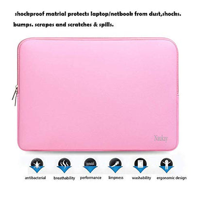 Naukay 15.6 Inch Laptop Sleeve,Resistant Neoprene Laptop Sleeve/Notebook Computer Pocket Case/Tablet Briefcase Carrying Bag - (Pink) - color: pink, size: 15.6 inch