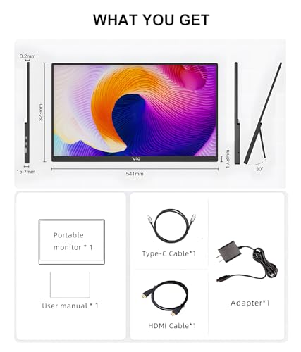 LB M24 23.8 Inch Portable Monitor 100Hz 1080P FHD IPS Computer Display with USB-C, HDMI, VESA Mountable, Built-in Stand Desktop Screen with Speaker for PC Laptop Mac PC - size: M24 (23.8")