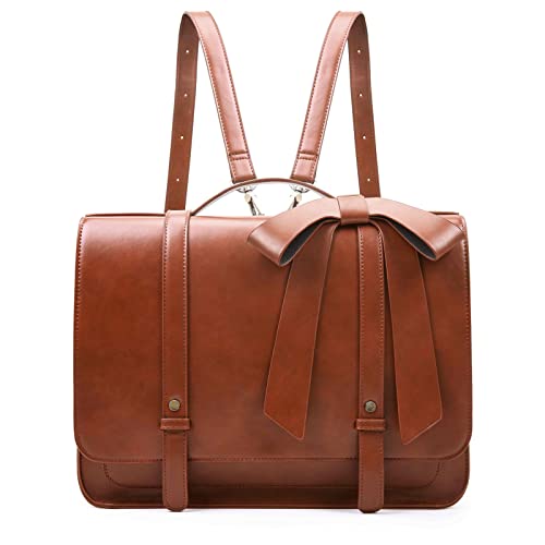ECOSUSI Briefcase for Women Messenger Backpack PU Leather Laptop Bag Satchel Computer Bag for College Business Travel | PU Leather - color: Brown