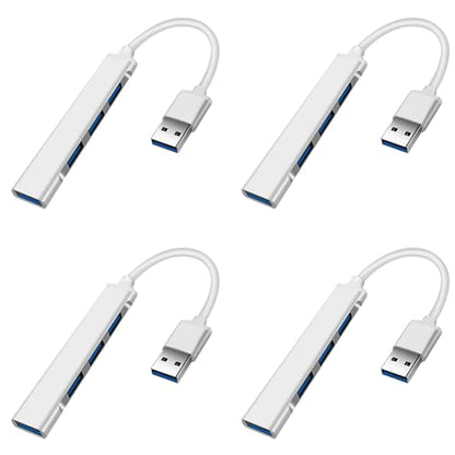 US 2-4 Pcs USB 3.0 4 Port Hub Splitter Slim Sleek Aluminum PC Mac Laptop Desktop (4 Pack) - size: 4 Pack