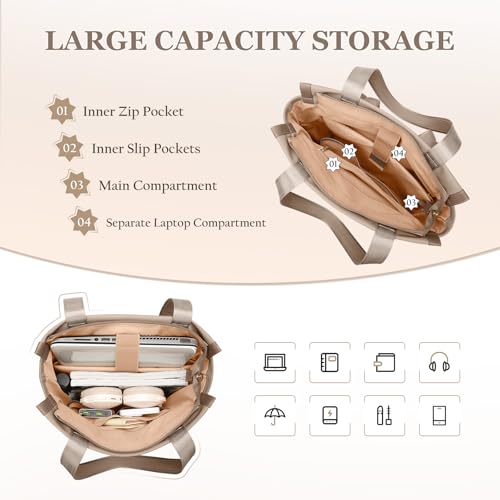 GOLF SUPAGS Convertible Laptop Backpack for Women Casual Daypack Notebook Tote Bag for Work College Travel Leisure (Champagne) - color: Champagne