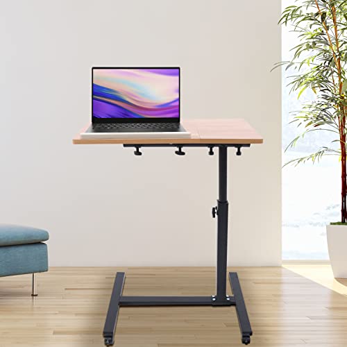 Mobile Computer Desk,Standing Laptop Stand,Adjustable Bedside Standing Height Ajustable Movable and Lockable Rolling Computer Desk for Place Your Computer,Laptop, Books