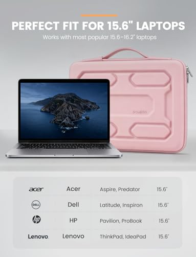 DOMISO 15.6 inch Laptop Sleeve with Handle Shockproof Waterproof EVA Protective Case for 15.6" Yoga 720 IdeaPad 310 320 ThinkPad T570/Legion 5 Gen 6/HP Envy 15/15.6" Notebooks, Pink - color: Pink, size: 15.6 inch