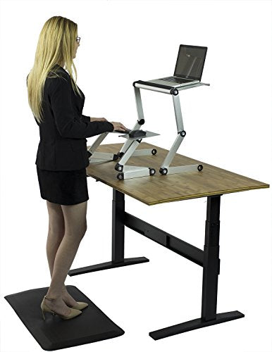 WorkEZ Standing Desk Conversion Kit with 2 fans & 3 usb ports. Perfect Laptop Sit to Stand Converter Ergonomic Adjustable Height & Angle Negative Tilt - color: Silver+usb Fan Hub
