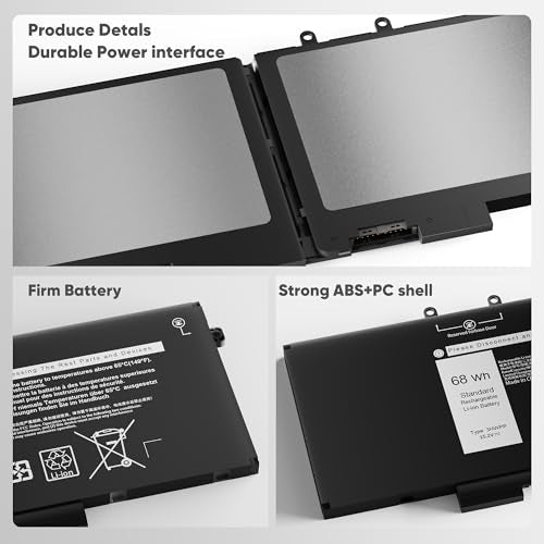 New 68Wh 3HWPP Laptop Battery Replacement for Dell Latitude 5410 5401 5510 5501 5511 5411 Precision 3541 3551 Inspiron 17 7500/7506 2-in-1 Inspiron 7706 2-in-1 Fits 10X1J N2NLL 1VY7F 451-BCMN 15.2V - size: 9.38 x 4.13 x 0.25 inches 3HWPP BATTERY