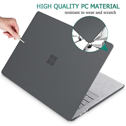 May Chen Case for 13.5" Microsoft Surface Laptop 3/4/5 with Alcantara Palm Rest Model 1867 1958 1959 (2019 2021 2022), Plastic Hard Shell Case with Keyboard Cover + Screen Protector, Matte Black - color: Matte Black