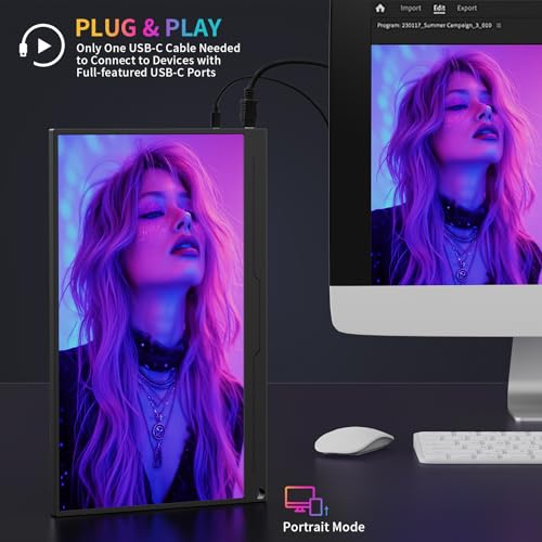 MAGICRAVEN Portable Monitor, USB-C & HDMI Laptop Screen Extender,Second Display for Console with Built-in Speakers, Works with PS5, Xbox, Switch, Ideal for Travel, Home & Office - 15.6"