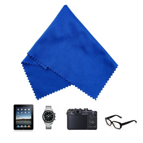 Eco-Fused Microfiber Cleaning Cloths - 10 Colorful Cloths and 2 White Cloths - Ideal for Cleaning Glasses, Spectacles, Camera Lenses, iPad, Tablets, Phones, LCD Screens (Blue/Grey) - color: Blue/Grey (12 Pack)