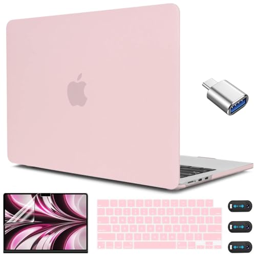 CISSOOK Compatible with MacBook Air 13 inch Case A3449 A3240 A3113 A2681 | 2026 2025 2024 2023 2022, 5in1 Set Hard Shell Case Keyboard Cover for MacBook Air 13.6 inch M2 M3 M4 M5, Baby Pink - color: Air13.6inch-Baby Pink