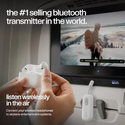 Twelve South AirFly SE | Bluetooth Wireless Audio Transmitter Adapter for AirPods/Headphones, 20+ Hr Battery, Works with 3.5mm aux Jacks on Airplanes, TVs, Gym Equipment, and Travel - color: White, style: AirFly SE