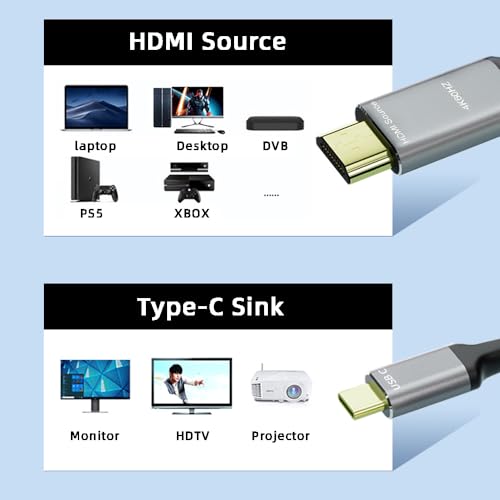 cablecc Reversible 4k@60hz HDMI 1.4 Source Male to USB 3.1 Type C USB-C Displays Male HDTV Cable for Laptop Monitor 1.8m - style: HDMI to USB-C