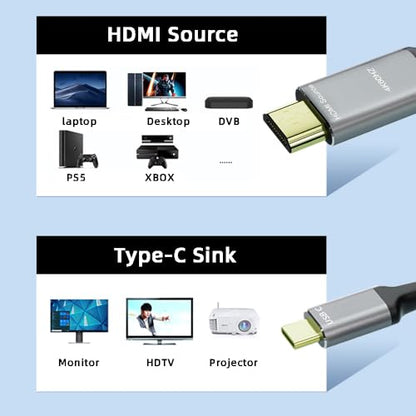 cablecc Reversible 4k@60hz HDMI 1.4 Source Male to USB 3.1 Type C USB-C Displays Male HDTV Cable for Laptop Monitor 1.8m - style: HDMI to USB-C