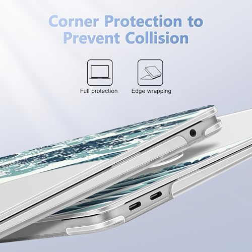 May Chen Compatible with New MacBook Air 13 inch Case 2021, 2020 2019 2018 Release Model: M1 A2337 A2179 A1932, Plastic Hard Shell Case Cover for Mabook Air 13 inch with Retina Dispaly, Great Wave - color: Great Wave