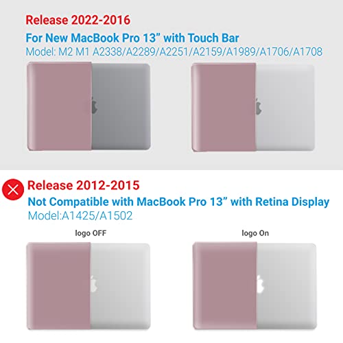 IBENZER Compatible with MacBook Pro 13 Inch Case M2 M1 2026 2025 2024 2023 2022 A2338 A2289 A2251 A2159 A1989 A1706 A1708, Hard Shell Case & Keyboard Cover for Mac Pro 13, Rose Gold, T13MPK+1C - color: Rose Gold