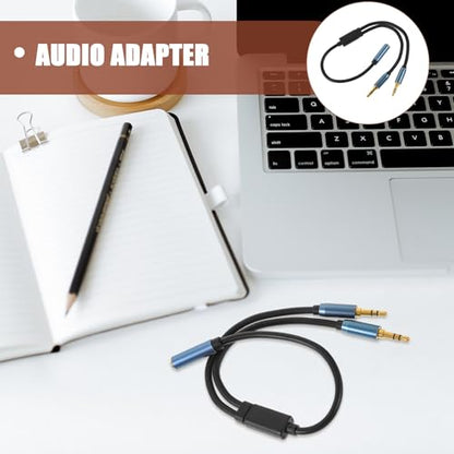 SEWACC One Headphone Mic Audio Y Splitter Cable Adapter for Laptop Lossless Sound Transmission Lightweight Compact Earphone Splitter for Headsets and Microphones