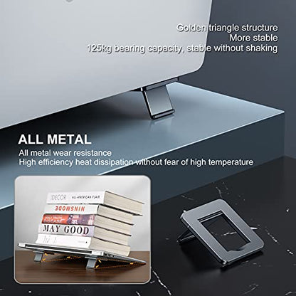 OATSBASF Mini Laptop Stand, Retractable Computer Stand, Portable Notebook Holder, Foldable Invisible Design Cooling Office Universal Non Slip, for MacBook Pro Air iPad Pro Air Surface Tablets (Gray) - color: Gray