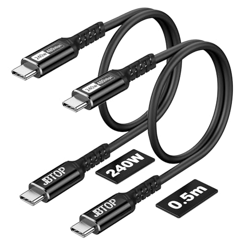 240W Fast Charging USB C Cable(1.5ft, 2packs) Type c to c Cable | usb c to usb c charging Cable,usb c pd cord Support PD3.1, QC 4.0, FCP, AFC Compatible with iPhone 16/15 Pro Max and usb-c - size: 1.5ft