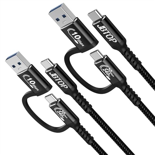 Long USB a to c Cable 20Gbps[10ft 2Pack],2-in-1 USB 3.1 CarPlay Cable | 5A Fast Charge & Data Transfer,3M USB Android Auto cable Compatible with iPhone17 16 15 Pro Max, Samsung, SSD - color: Black, size: 10ft,10ft