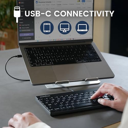 Perixx PERIBOARD-426C Wired Mini Low Profile Keyboard - 10.87x5.43x0.55 inches Dimension - 4.9ft USB C Cable - US English - style: Wired USB Type-C