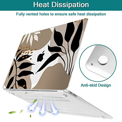 Teryeefi Compatible with 2020 MacBook Air 13 inch Case 2021 2019 Model M1 A2337 A2179 A1932, Clear Hard Shell Case & Keyboard Cover & Screen Protector for Mac Air 13 with Touch ID, Tropical Leaves - color: Tropical Leaves