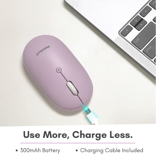 Macally Bluetooth Mouse Purple | Wireless Mouse - Comfortable and Quiet, Enjoy Strong Connection for Laptop, Mac, iPad - color: Purple