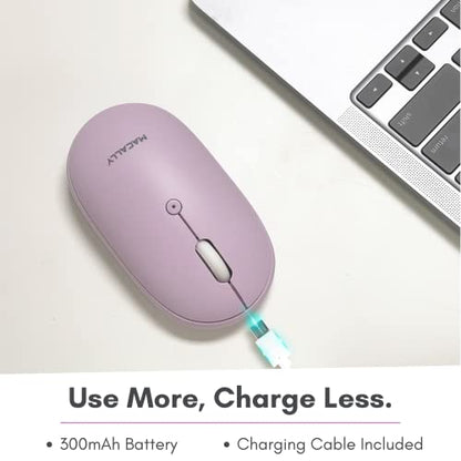 Macally Bluetooth Mouse Purple | Wireless Mouse - Comfortable and Quiet, Enjoy Strong Connection for Laptop, Mac, iPad - color: Purple