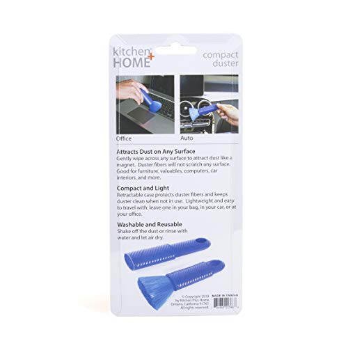 Kitchen + Home Compact Static Duster - 6.5" Inch Travel Duster with Carry Case - Electrostatic Duster attracts dust Like a Magnet!